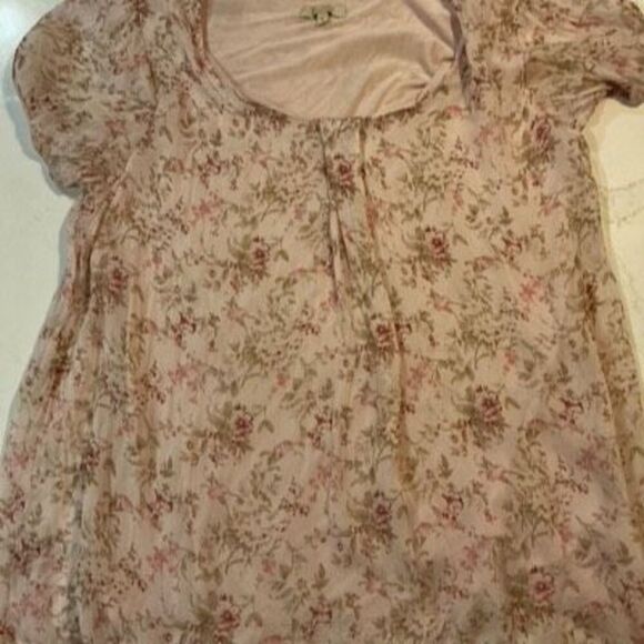 GIUSY 100% Silk Romantic Flowy Top Stretch Lined Made in Italy Cottagecore - Picture 2 of 9